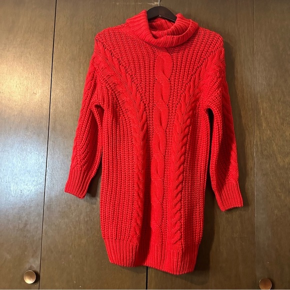 Brave Soul Red Cable Knit Turtleneck Sweater Women’s Jumper Acrylic Sz Small - Picture 2 of 13